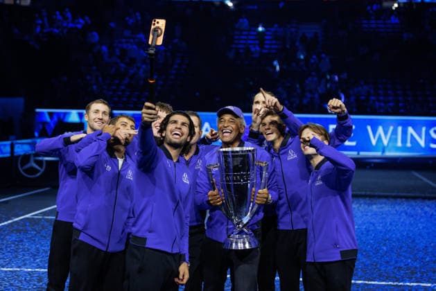 Members of Team Europe celebrate after winning the 2026 Laver Cup at The O2 Featuring: Team Europe Where: London, United Kingdom When: 27 Sep 2026 Credit: Alex Cropper Cover Images EDITORIAL USE ONLY. NOT FOR USE BY NEWSPAPERS BASED IN THE UK. Copyright: xx coverimg56065148