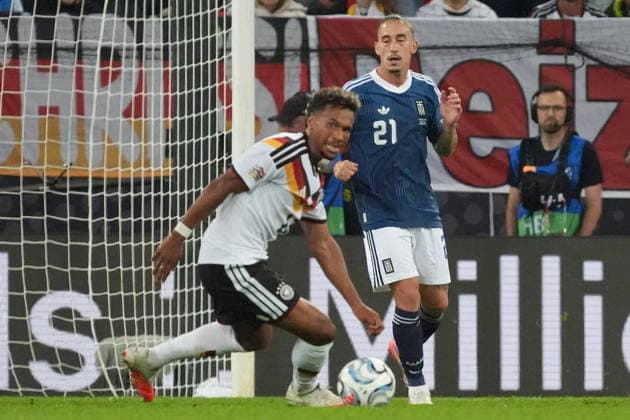 Bambase Conte Germany vs. Kostas Tsimikas Greece, Augsburg, September 27, 2026, Germany vs. Greece, UEFA Nations League, WWK Arena, Matchday 2