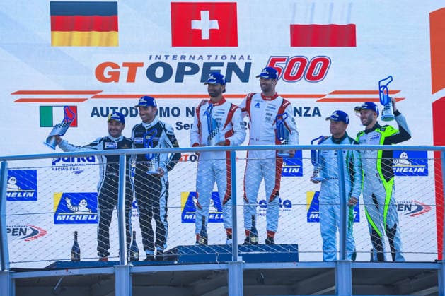 MOTORSPORTS - Motorsports - International GT Open - Race Photo by IPA ABACAPRESS.COM89046155 - INTERNATIONAL GT OPEN 500 - at the Autodromo Nazionale Monza on September 27, 2026, in Monza - Race Category AM 012 GT OPEN INT Fach Auto Tech - CHE Joel Monegro Reyes - Porsche 911 GT3 R EVO (992) AM 077 GT OPEN INT Grupo Prom Racing Team - DEU Alfredo Hernandez - Mercedes-AMG GT3 EVO AM 014 GT OPEN INT Good Speed Racing Team - POL Piotr Wira - Aston Martin AMR Vantage GT3 EVO AM Monza Italy  Copyright: xIPAxSport ABACAx
