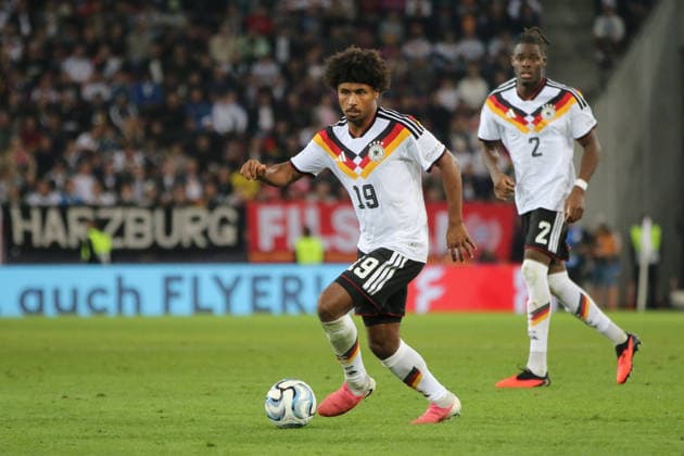 September 27, 2026 Men s Soccer 2026–2027 UEFA Nations League Matchday 2 Germany vs. Greece WWK Arena, Augsburg Karim Adeyemi, Germany, 19, with the ball Augsburg, Bavaria, Germany