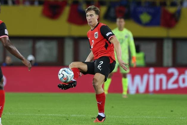 27.09.2026 - SOCCER - 2026 27 UEFA NATIONS LEAGUE, League B - Group B3, Round 2, Austria vs Kosovo David Affengruber (Austria) is in action Vienna Ernst-Happel-Stadion Vienna Austria Copyright: xYigitxOermexYigitxOermex