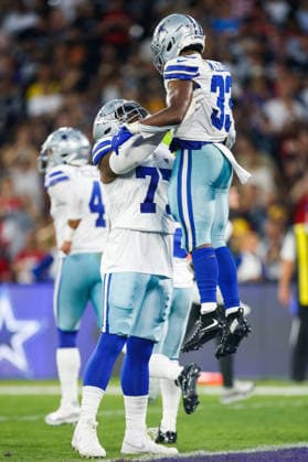 Soccer - NFL, American Football Herren, USA Rio Game: Baltimore Ravens v Dallas Cowboys - Baltimore Ravens v Dallas Cowboys RIO DE JANEIRO, BRAZIL - SEPTEMBER 27: JAVONTE WILLIAMS 33 of Dallas Cowboys celebrates after scoring a touchdown during the NFL: Baltimore Ravens v Dallas Cowboys match between Baltimore Ravens and Dallas Cowboys at Maracana Stadium on September 27, 2026 in Rio de Janeiro, Brazil. Rio de Janeiro Maracana Stadium Brazil Copyright: xRuanoxCarneiroxRuanoxCarneirox