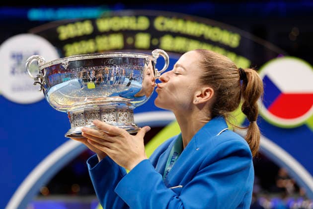 Czech tennis player Karolina Muchova poses with the trophy for the 2026 Billie Jean King Cup, September 27, 2026, Shenzhen, China. (CTKxPhoto PavelxLebeda) CTKPhotoF202609280000501  CTKPhotoF202609280000501