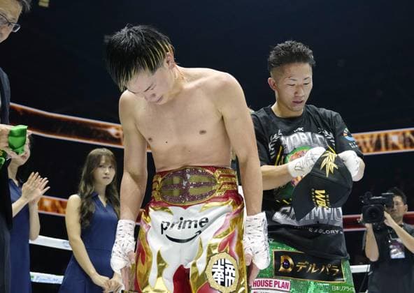 Boxing: Inoue vs. Nasukawa Former kickboxer and challenger Tenshin Nasukawa of Japan is pictured after losing to compatriot Takuma Inoue (R) by unanimous decision in a WBC bantamweight world title match at Toyota Arena Tokyo on Sept. 27, 2026.  A14AA0005629064P