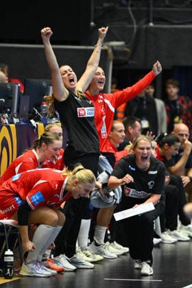 Norway v Denmark - EURO CUP Women 2026 Helle Thomsen and Bojana Popovic of Denmark react during the Euro Cup Women 2026 EHF Euro cups Finals game between Hungary and Romania in Bucharest, Romania, on September 27, 2026. Bucharest Romania  Copyright: xAlexxNicodimx originalFilename:nicodim-norwayde260927_nppk2.jpg