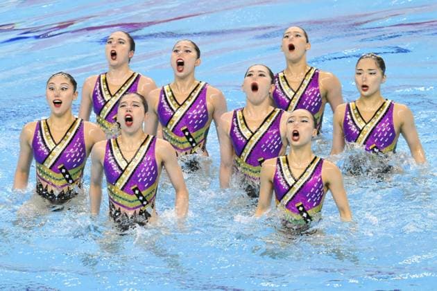 Aichi-Nagoya Asian Games: Artistic swimming Japanese artistic swimmers perform in the Aichi-Nagoya Asian Games mixed team free routine at Hamamatsu Swimming Center in Hamamatsu in Shizuoka Prefecture, central Japan, on Sept. 28, 2026.  A14AA0005629109P