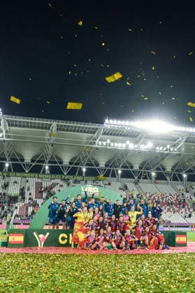 Spain v DPR Korea - FIFA U-20 Women s World Cup Final Spanish players celebrate winning the U20 World Cup after the final match against DRP Korea at Stadion Miejski in Lodz, Poland, on September 27, 2026. Lodz Poland  Copyright: xAndreaxxAmatox originalFilename:amato-fifau20w260927_nptIL.jpg