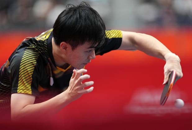 (260928) -- TOYOTA, Sept. 28, 2026 -- Lin Yun-ju of Chinese Taipei competes during the men s singles semifinals of Table tennis, Tischtennis against Lin Shidong of China at the 20th Asian Games Aichi-Nagoya 2026 in Toyota of Aichi Prefecture, Japan, Sept. 28, 2026. ) (SP)JAPAN-TOYOTA-ASIAN GAMES-TABLE TENNIS-MEN S SINGLES WangxFei 