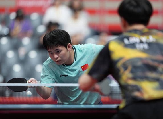 (260928) -- TOYOTA, Sept. 28, 2026 -- Lin Shidong (L) of China competes during the men s singles semifinals of Table tennis, Tischtennis against Lin Yun-ju of Chinese Taipei at the 20th Asian Games Aichi-Nagoya 2026 in Toyota of Aichi Prefecture, Japan, Sept. 28, 2026. ) (SP)JAPAN-TOYOTA-ASIAN GAMES-TABLE TENNIS-MEN S SINGLES WangxFei 