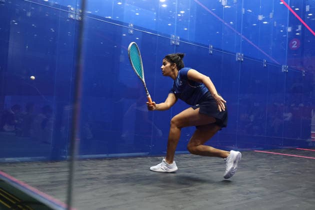 Asian Games 2026 Aichi-Nagoya, Japan India™s Joshna Chinappa competes against Japan™s Eri Sano in the women™s squash competition at the 20th Asian Games Aichi-Nagoya 2026. Chinappa defeated Sano 3-0 (11-1, 11-8, 11-9). Aichi, Nagoya Nagoya Japan Copyright: xSeshadrixSukumarx