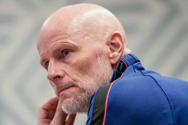 Stale Solbakken holds a press conference in Oslo on September 28, 2026. Stale Solbakken holds a press conference after the match between Norway and Portugal. Photo: Beate Oma Dahle, NTB, Oslo, Norway. EDITORIAL USE ONLY. RESTRICTED USE FOR BETTING COMPANIES.  Copyright: xBeatexOmaxDahlex xNTBx