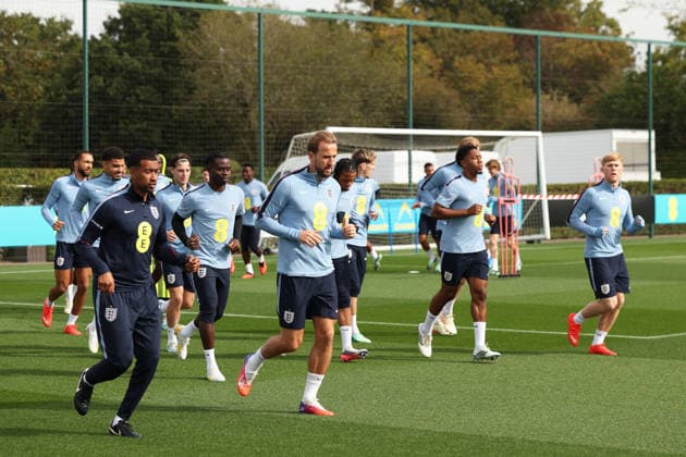 England MD-1 Training, Nations League General view Harry Kane leads a running session during the England MD-1 training ahead of the 2026 27 UEFA Nations League Group A3 match vs Czech Republic at Tottenham Hotspur Training Ground, Enfield, England on 28 September 2026 Credit: Tiego Grenho Every Second Media Editorial use only. All images are copyright Every Second Media Limited. No images may be reproduced without prior permission. Copyright: xIMAGO EveryxSecondxMediax ESM-2191-0001 TiegoxGrenhox xEveryxSecondxMediax