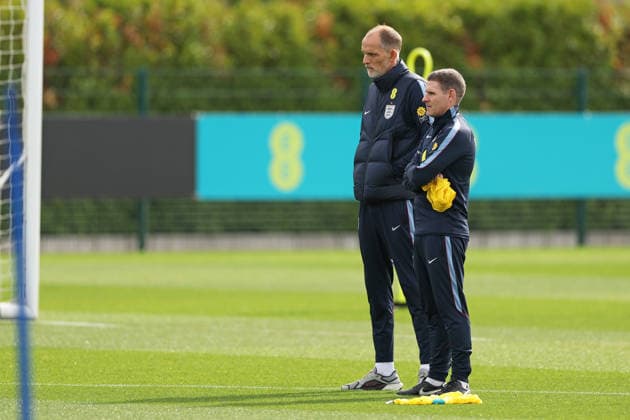 England MD-1 Training, Nations League Thomas Tuchel, Head Coach of England, and Anthony Barry, Assistant Head Coach of England, look on during the England MD-1 training session ahead of the 2026 27 UEFA Nations League Group A3 match vs Czech Republic at Tottenham Hotspur Training Ground, Enfield, England on 28 September 2026 Credit: Tiego Grenho Every Second Media Editorial use only. All images are copyright Every Second Media Limited. No images may be reproduced without prior permission. Copyright: xIMAGO EveryxSecondxMediax ESM-2191-0025 TiegoxGrenhox xEveryxSecondxMediax