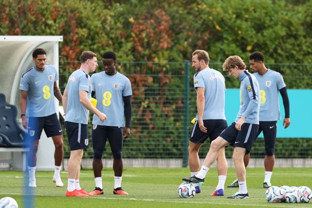 England MD-1 Training, Nations League General view Harry Kane Anthony Gordon Elliot Anderson during the England MD-1 training session ahead of the 2026 27 UEFA Nations League Group A3 match vs Czech Republic at Tottenham Hotspur Training Ground, Enfield, England on 28 September 2026 Credit: Tiego Grenho Every Second Media Editorial use only. All images are copyright Every Second Media Limited. No images may be reproduced without prior permission. Copyright: xIMAGO EveryxSecondxMediax ESM-2191-0042 TiegoxGrenhox xEveryxSecondxMediax