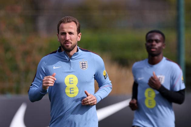 Harry Kane of England during their training a session at Tottenham Hotspur Training Ground, Enfield. Picture date: 28th September 2026. Picture credit should read: David Klein Sportimage EDITORIAL USE ONLY. No use with unauthorised audio, video, data, fixture lists, club league logos or live services. Online in-match use limited to 120 images, no video emulation. No use in betting, games or single club league player publications. SPI_024_DK_England_Training SPI-5048-0024