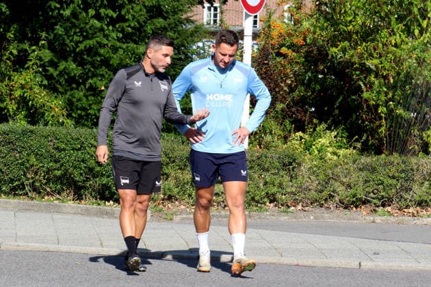 September 28, 2026, Germany, Soccer, 2. Bundesliga, 2026–2027 season, Sportforum, Hertha BSC, Head Coach Stefan Leitl leading training at Hertha BSC Berlin, Paul Seguin of Hertha BSC Berlin, September 30, 2. Bundesliga. DFB and DFL regulations prohibit any use of photographs as image sequences and or quasi-video. nordphoto GmbH, Engler, Berlin; Sportforum, Berlin, Germany Copyright: xNordphotox xEnglerx