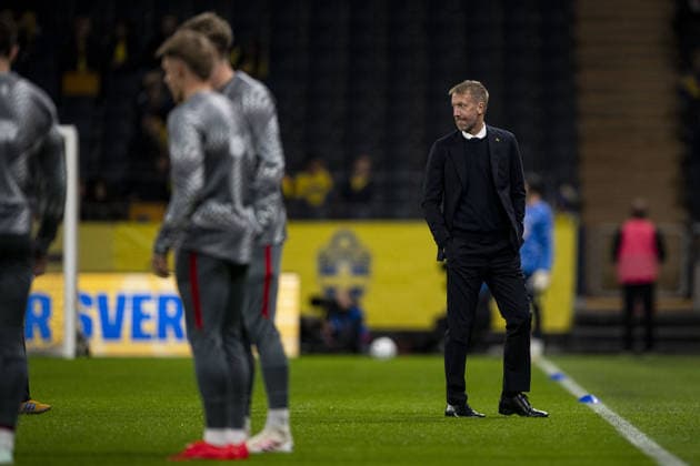 STOCKHOLM, SWEDEN - SEPTEMBER 28: Headcoach Graham Potter of Sweden during the warmups ahead of the Nations league soccer game between Sweden and Poland on Strawberry Arena in Stockholm, Sweden on September 28. Copyright: xPhilipxKangasx xSPPx Sportspressphoto_SPR241713