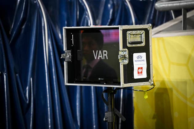 STOCKHOLM, SWEDEN 20260928 A VAR screen ahead of Monday s soccer match in Nations League Group B4 between Sweden and Poland at Strawberry Arena, STOCKHOLM, SWEDEN x10080x  Copyright: xFredrikxSandberg TTx NATIONS LEAGUE SVERIGE-POLEN