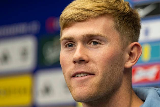 Lewis Hall at the press conference, PK, Pressekonferenz of the England national soccer team ahead of the Czechia vs. England match, a Group A3 match in the second round of the UEFA Nations League, in Prague, Czech Republic, on September 28, 2026, Prague. (CTKxPhoto MichalxKamaryt) CTKPhotoP2026092806770  CTKPhotoP2026092806770