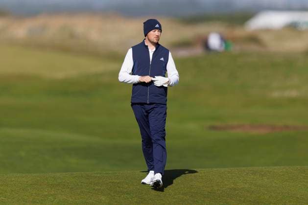 28th September 2026; The Old Course, St Andrews Links, St Andrews, Scotland; DP World Tour Golf, Alfred Dunhill Links Championship, Practice Day; Richard Mansell of England walks down the sixteenth hole during a practice round DavidxYoung