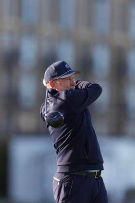 28th September 2026; The Old Course, St Andrews Links, St Andrews, Scotland; DP World Tour Golf, Alfred Dunhill Links Championship, Practice Day; Ian Poulter of England plays a shot from the tee on the eighteenth hole during a practice round DavidxYoung