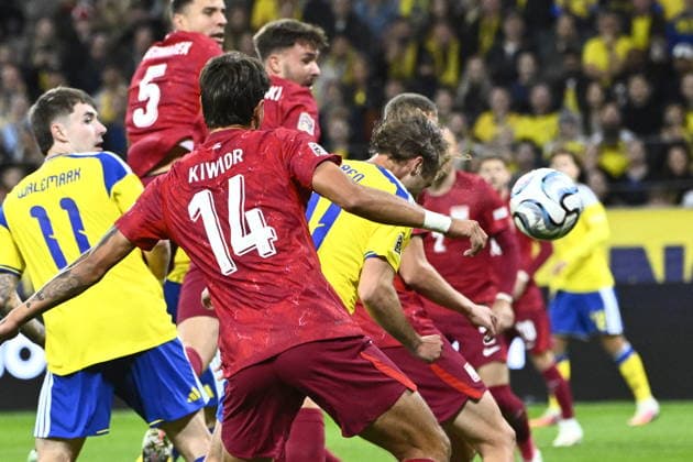 STOCKHOLM, SWEDEN, September 28, 2026: Sweden s Benjamin Nygren (10) celebrates after scoring the 1-0 goal during Monday s Nations League Group B4 soccer match between Sweden and Poland at Strawberry Arena, STOCKHOLM, SWEDEN x10080x  Copyright: xFredrikxSandberg TTx NATIONS LEAGUE SWEDEN-POLAND
