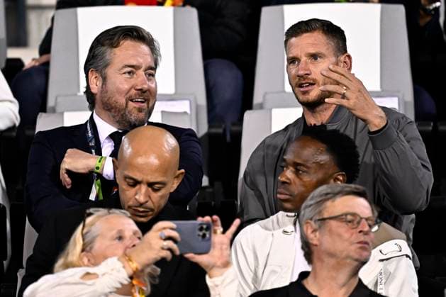 Belgium v France - UEFA Nations League 2026 BRUSSELS, BELGIUM - SEPTEMBER 28 : Mannaert Vincent sports director of Royal Belgian Football Federation and Vertonghen Jan football icon of of Belgium during the UEFA Nations League tournament league phase matchday 2 group A1 match between Belgium and France on September 28, 2026 in Brussels, Belgium, 28 09 2026 Brussels Belgium  Copyright: xTomasxSiskx