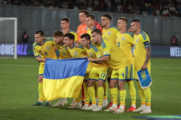 Players of Ukraine pose for a team photo before the UEFA Nations League match between Georgia and Ukraine at the The Boris Paitchadze Dinamo Arena in Tbilisi, Georgia, on September 28, 2026. Tbilisi Dinamo Arena named after Boris Paichadze, Akaki Tsereteli Avenue, Didube, Tbilisi, 0154, Georgia Georgia Copyright: xArturxStabulnieksx 1J7A9056A