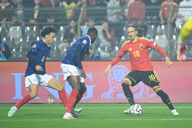 Belgium v France - UEFA Nations League 2026 BRUSSELS, BELGIUM - SEPTEMBER 28 : Godts Mika forward of Belgium during the UEFA Nations League tournament league phase matchday 2 group A1 match between Belgium and France on September 28, 2026 in Brussels, Belgium, 28 09 2026 Brussels Belgium  Copyright: xVincentxKalutx