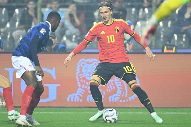 Belgium v France - UEFA Nations League 2026 BRUSSELS, BELGIUM - SEPTEMBER 28 : Godts Mika forward of Belgium during the UEFA Nations League tournament league phase matchday 2 group A1 match between Belgium and France on September 28, 2026 in Brussels, Belgium, 28 09 2026 Brussels Belgium  Copyright: xVincentxKalutx
