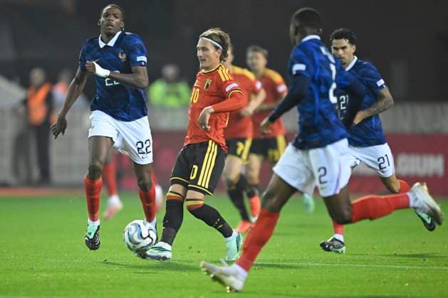 Belgium v France - UEFA Nations League 2026 BRUSSELS, BELGIUM - SEPTEMBER 28 : Godts Mika forward of Belgium during the UEFA Nations League tournament league phase matchday 2 group A1 match between Belgium and France on September 28, 2026 in Brussels, Belgium, 28 09 2026 Brussels Belgium  Copyright: xNicoxVereeckenx