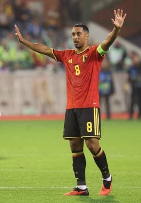 Belgium s Youri Tielemans gestures during a soccer game between Belgian national team, Nationalteam Red Devils and France, on Monday 28 September 2026 in Brussels, the second game of the UEFA Nations League group stage. VIRGINIExLEFOUR  x188116854x