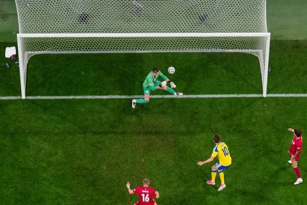 September 28, 2026: Benjamin Nygren of Sweden scores a 1-0 goal past Poland’s goalkeeper Marcin Bulka during the Nations League soccer match between Sweden and Poland on September 28, 2026 in Stockholm. Photo by Joel Marklund, BILDBYRAN. Code: JM JM0857 bbeng soccer football soccer international match Nations League UEFA Nations League Sweden Sweden A Poland  Copyright: JOELxMARKLUND BB260928JM019