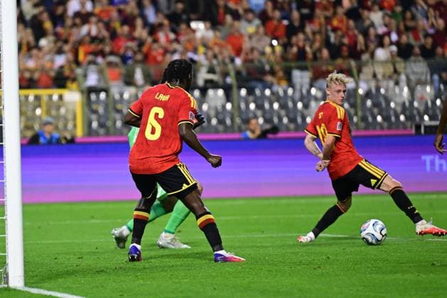 Belgium s Romeo Lavia pictured during a soccer game between Belgian national team, Nationalteam Red Devils and France, on Monday 28 September 2026 in Brussels, the second game of the UEFA Nations League group stage. DIRKxWAEM  x188117896x