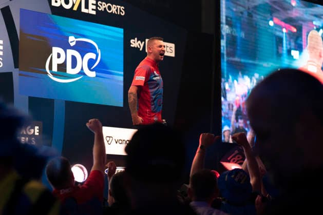 2026 BOYLE Sports World Grand Prix Nathan Aspinall celebrates winning against Kevin Doets during the 2026 Boyle Sports World Grand Prix at Mattioli Arena, Leicester, United Kingdom on 28 September 2026 Credit: Alex Young Every Second Media Editorial use only. All images are copyright Every Second Media Limited. No images may be reproduced without prior permission. Copyright: xIMAGO EveryxSecondxMediax ESM-2190-0026 AlexxYoungx xEveryxSecondxMediax