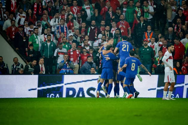 BURSA, TURKEY - SEPTEMBER 28 : Italia team celebrates the second goal during the UEFA Nations League 2026 27 League phase Matchday 2, League A Group 1 match between Turkey and Italy at Ataturk Sports Complex Matli Stadium on September 28, 2026 in Bursa, Turkey. Copyright: xBurakxBasturkx xSPPx Sportspressphoto_SPR241781