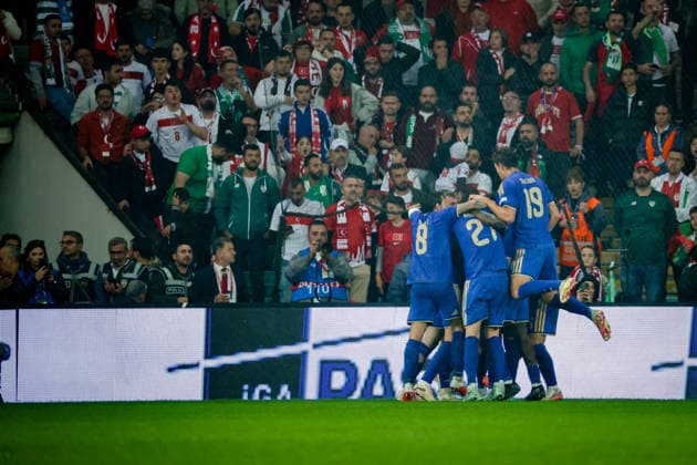 BURSA, TURKEY - SEPTEMBER 28 : Italia team celebrates the second goal during the UEFA Nations League 2026 27 League phase Matchday 2, League A Group 1 match between Turkey and Italy at Ataturk Sports Complex Matli Stadium on September 28, 2026 in Bursa, Turkey. Copyright: xBurakxBasturkx xSPPx Sportspressphoto_SPR241785
