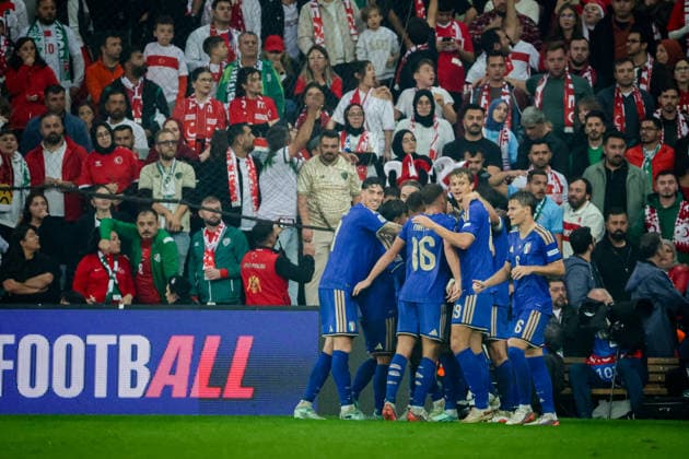 BURSA, TURKEY - SEPTEMBER 28 : Italy team celebrates the goal during the UEFA Nations League 2026 27 League phase Matchday 2, League A Group 1 match between Turkey and Italy at Ataturk Sports Complex Matli Stadium on September 28, 2026 in Bursa, Turkey. Copyright: xBurakxBasturkx xSPPx Sportspressphoto_SPR241789