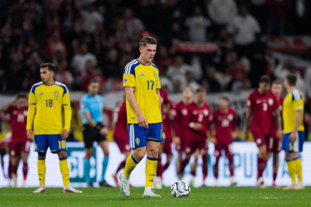 September 28, 2026: Viktor Gyökeres of Sweden looks dejected after the 1-1 draw during the Nations League soccer match between Sweden and Poland on September 28, 2026 in Stockholm. Photo by Emma Wallskog, BILDBYRAN, code EW JM0857 bbeng soccer football national team match Nations League UEFA Nations League Sweden Sweden A Poland Poland dejected  Copyright: EMMAxWALLSKOG BB260928EW030