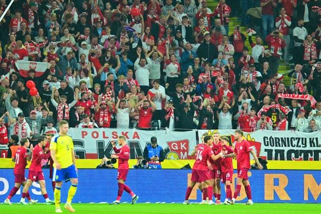 Strawberry Arena SOLNA, SWEDEN - SEPTEMBER 28: Poland celebrates goal in the EUFA Nations League match between Sweden and Poland at Strawberry Arena on September 28, 2026 in Solna, Sweden. (Peter Sonander SPP) Copyright: xx spp-en-PeSo-20260928_SPP_PeterSonander_3143