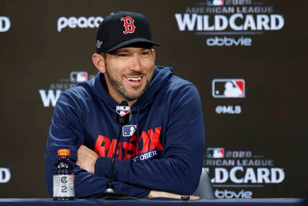 Boston Red Sox Manager Chad Tracy speaks at a press conference, PK, Pressekonferenz one day before the start of the MLB, Baseball Herren, USA American League Wild-Card Series against the New York yankees at Yankee Stadium on Monday, September 28, 2026 in New York City.  NYP20260928106 JOHNxANGELILLO