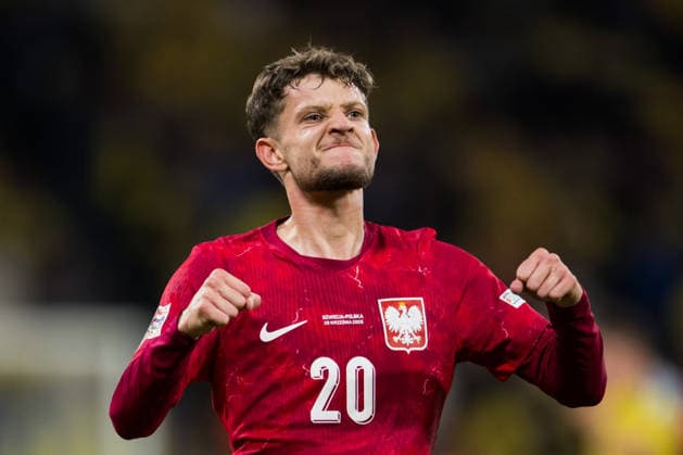September 28, 2026: Sebastian Szymanski of Poland celebrates after scoring the 1-1 goal during the Nations League soccer match between Sweden and Poland on September 28, 2026 in Stockholm. Photo by Jesper Zerman. BILDBYRAN code JZ JM0857. bbeng soccer football soccer international match Nations League UEFA Nations League Sweden Sweden A Poland Poland celebration  Copyright: JESPERxZERMAN BB260928JZ023