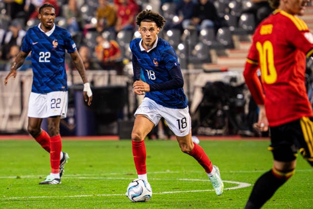 2026-09-28 Belgium v France - UEFA Nations League 2026 27 Group A1 MD2 BRUSSELS, BELGIUM - SEPTEMBER 28: Maghnes Akliouche of France dribbles during the UEFA Nations League 2026 27 Group A1 MD2 match between Belgium and France at Stade Roi Baudouin on September 28, 2026 in Brussels, Belgium. (Photo by Gabriel Calvino Alonso BSR Agency) Brussels Belgium Content not available for redistribution in The Netherlands directly or indirectly through any third parties. Copyright: xBSRxAgencyx