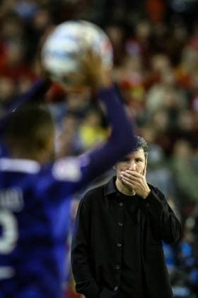 Belgium s head coach Mark van Bommel pictured during a soccer game between Belgian national team, Nationalteam Red Devils and France, on Monday 28 September 2026 in Brussels, the second game of the UEFA Nations League group stage. BRUNOxFAHY  x188122146x