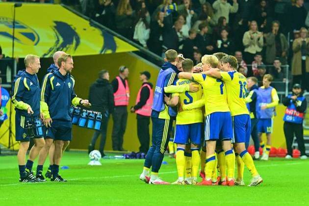 Strawberry Arena SOLNA, SWEDEN - SEPTEMBER 28: Sweden celebrates goal during the UEFA Nations League match between Sweden and Poland at Strawberry Arena on September 28, 2026 in Solna, Sweden. (Peter Sonander SPP) Copyright: xPeterxSonander SPPx Sportspressphoto_SPR241875