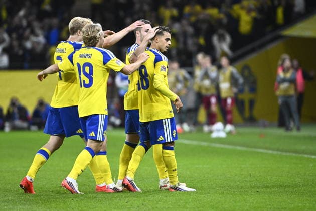 STOCKHOLM, SWEDEN 20260928 Sweden s Yasin Ayari scores 2-0 during Monday s Nations League Group B4 soccer match between Sweden and Poland at Strawberry Arena, STOCKHOLM, SWEDEN x10080x  Copyright: xFredrikxSandberg TTx NATIONS LEAGUE SWEDEN-POLAND