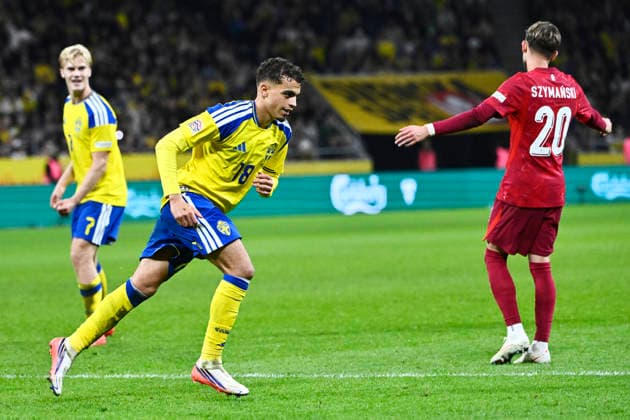 STOCKHOLM, SWEDEN, September 28, 2026: Sweden s Yasin Ayari scores the 2-0 goal during Monday s Nations League Group B4 soccer match between Sweden and Poland at Strawberry Arena, STOCKHOLM, SWEDEN x10080x  Copyright: xFredrikxSandberg TTx NATIONS LEAGUE SWEDEN-POLAND