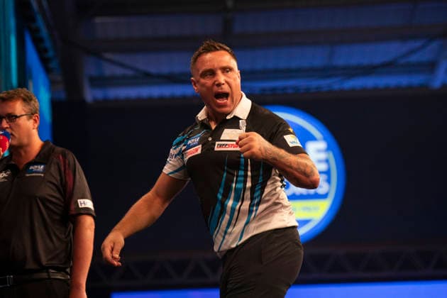 2026 BOYLE Sports World Grand Prix Gerwyn Price celebrates winning a set against Sebastian Bialecki during the 2026 Boyle Sports World Grand Prix at Mattioli Arena, Leicester, United Kingdom on 28 September 2026 Credit: Alex Young Every Second Media Editorial use only. All images are copyright Every Second Media Limited. No images may be reproduced without prior permission. Copyright: xIMAGO EveryxSecondxMediax ESM-2190-0039 AlexxYoungx xEveryxSecondxMediax