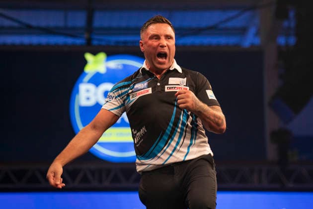 2026 BOYLE Sports World Grand Prix Gerwyn Price celebrates winning a set against Sebastian Bialecki during the 2026 Boyle Sports World Grand Prix at Mattioli Arena, Leicester, United Kingdom on 28 September 2026 Credit: Alex Young Every Second Media Editorial use only. All images are copyright Every Second Media Limited. No images may be reproduced without prior permission. Copyright: xIMAGO EveryxSecondxMediax ESM-2190-0041 AlexxYoungx xEveryxSecondxMediax