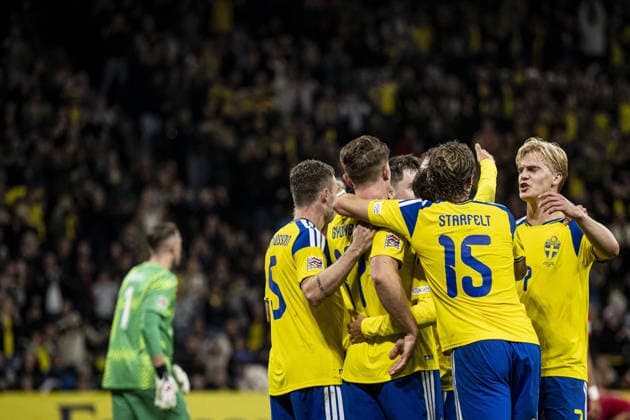 STOCKHOLM, SWEDEN - SEPTEMBER 28: Viktor Gyökeres of Sweden celebrates after scoring 3-1 during the Nations league soccer game between Sweden and Poland on Strawberry Arena in Stockholm, Sweden on September 28. Copyright: xPhilipxKangasx xSPPx Sportspressphoto_SPR241908